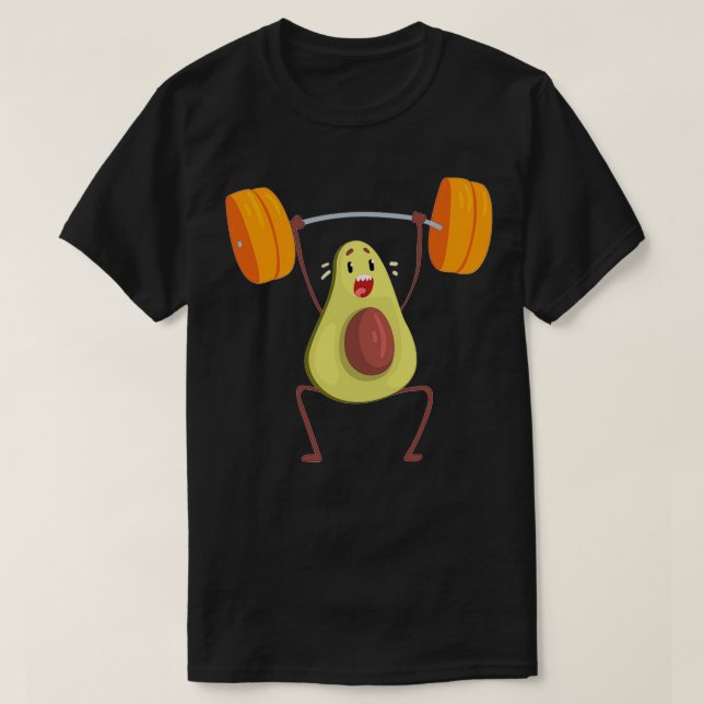 T-shirt Avocado exercice avec barbell drôle m'installer (Design devant)