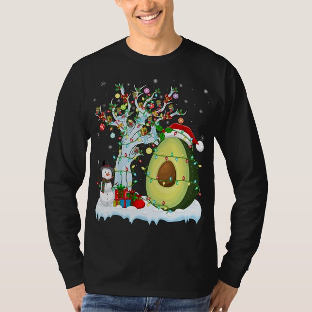 T-shirt Avocado Fruit Xmas Arbre Éclairage Santa Hat Avoca (Devant)