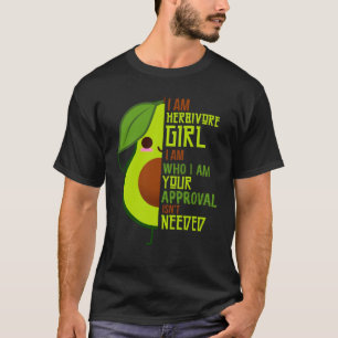 T-shirt Avocado I Am Herbivore Girl Vegan végétarien Gris