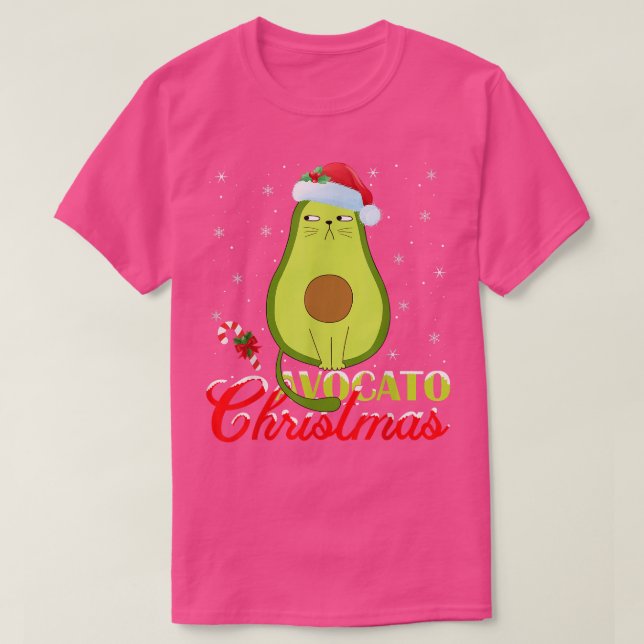 T-shirt Avocado Lover Xmas éclaire Père Noël Avocado chat  (Design devant)