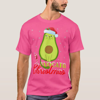 T-shirt Avocado Lover Xmas éclaire Père Noël Avocado chat 