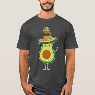 T-shirt Avocado Mexicano Avec Sombrero Mexicano Cute Cadea