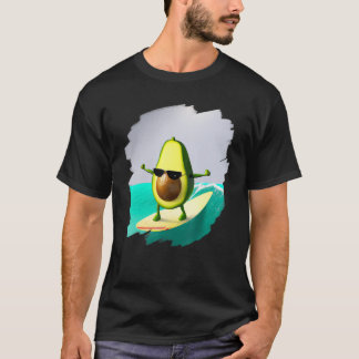 T-shirt Avocado Surfing Surfer Riding Wave Ocean Cool Surf