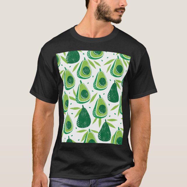 T-shirt Avocado, timbre texturé, motif transparent. (Devant)