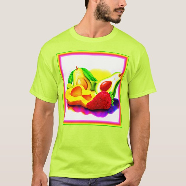 T-shirt Avocado tropical, fraise et mangue. Commandez dès  (Devant)