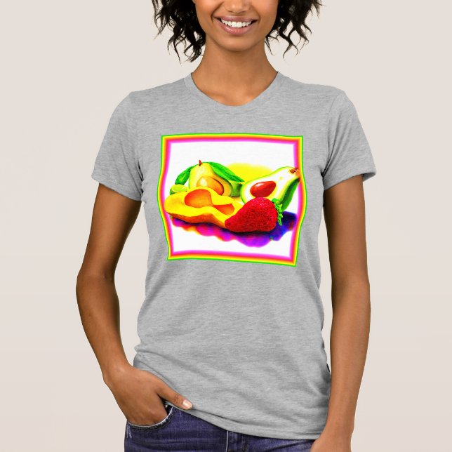 T-shirt Avocado tropical, fraise et mangue. Commandez dès  (Devant)
