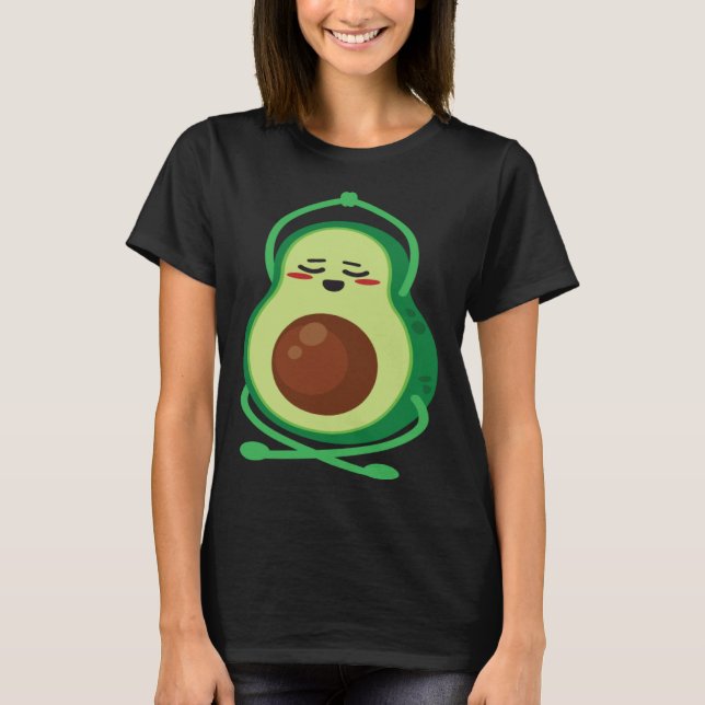 T-shirt Avocado Yoga Cute Meditation Workout Exercise Vega (Devant)