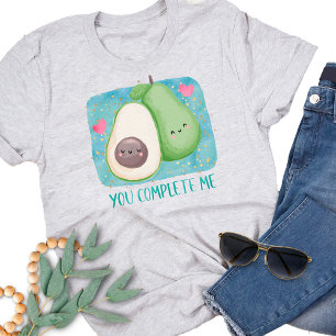 T-shirt Avocado You Complete Me Love Kawaii Watercolor