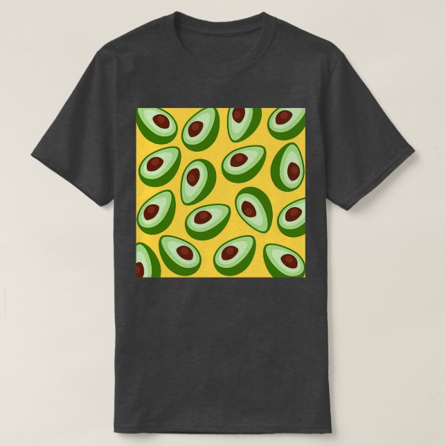 T-shirt Avocados sur un Arrière - plan jaune moutarde (Design devant)