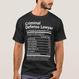 T-shirt Avocat de la défense criminelle nutritionnelle et 