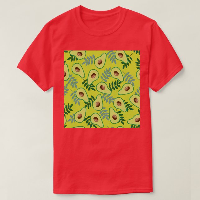 T-shirt avocat mûr et feuille sur un vert clair (Design devant)