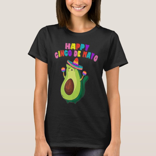 T-shirt Avocato Avocado Cat Cinco De Mayo Vegan Kitten Mex (Devant)