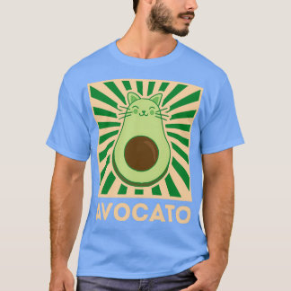 T-shirt Avocato Cat Avocado Vegan Funny Retro Vintage Gree