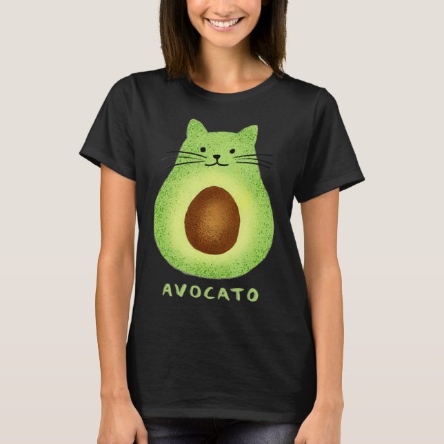 T-shirt Avocato Cute Cat Avocado Vegan Et Cat Kitten (Devant)