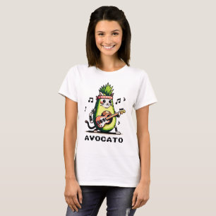 T-shirt Avocato - Drôle Pixel Art Avocado Cat jouer basse