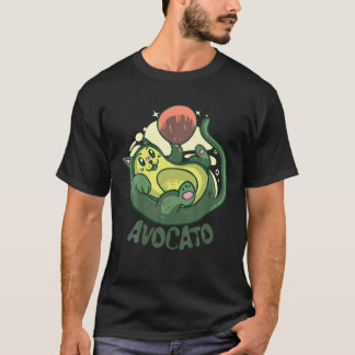 T-shirt Avocato Funny Cute Cat Avocado Vegan Et Amoureux d
