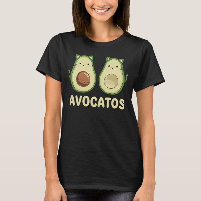 T-shirt Avocatos Kawaii Cat & Avocado Pun (Devant)
