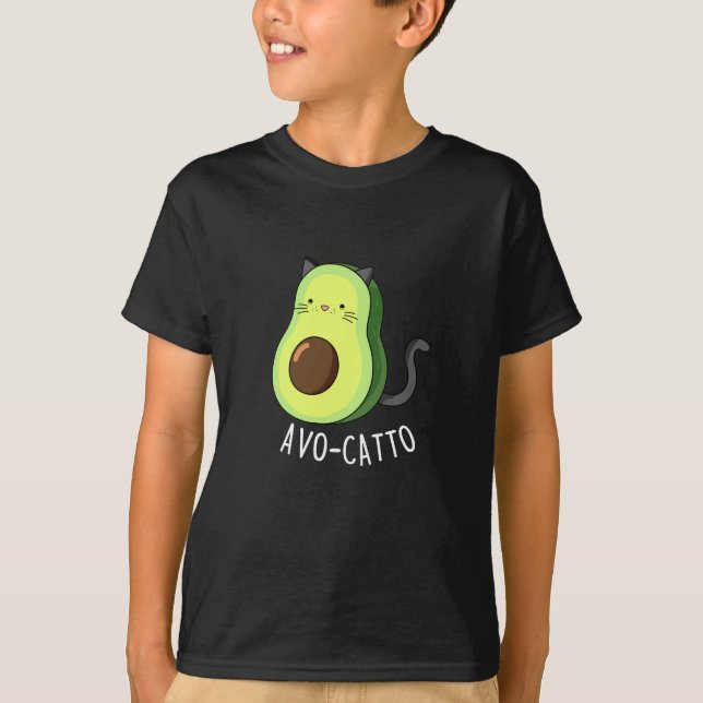 T-shirt Avocatto Funny Avocado chat pun Dark BG (Devant)