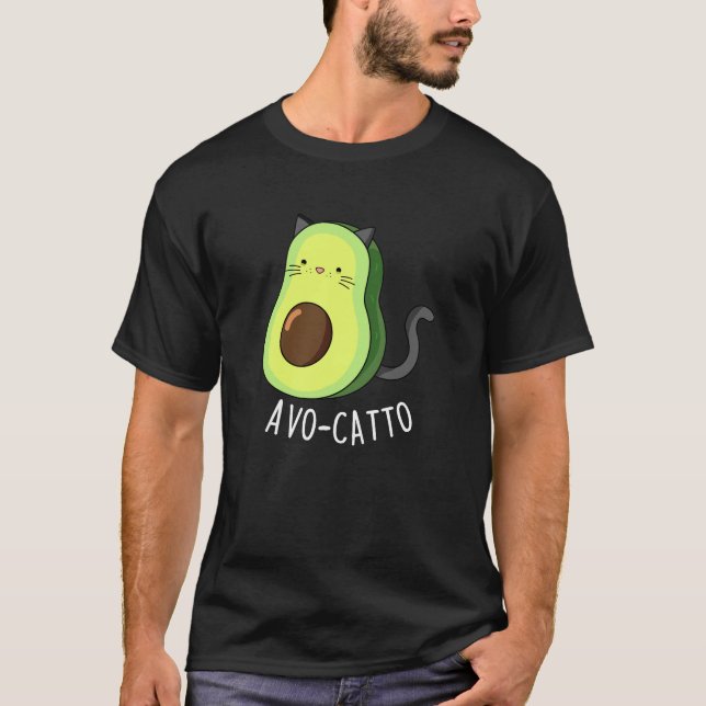 T-shirt Avocatto Funny Avocado chat pun Dark BG (Devant)