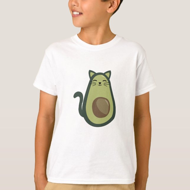 T-shirt Avogato Avocado Chat Drôle Nourriture Vert (Devant)