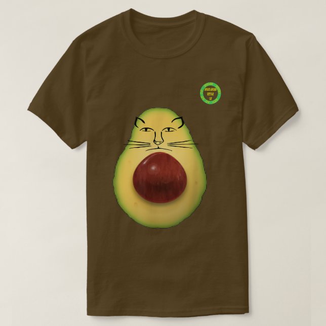 T-SHIRT AVOGATO AVOCADO KITTY KAT CHAT FACE  (Design devant)
