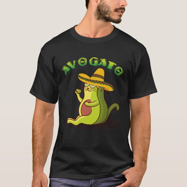 T-shirt Avogato Cat Avocado Cinco de Mayo Cute Cat Mexico  (Devant)