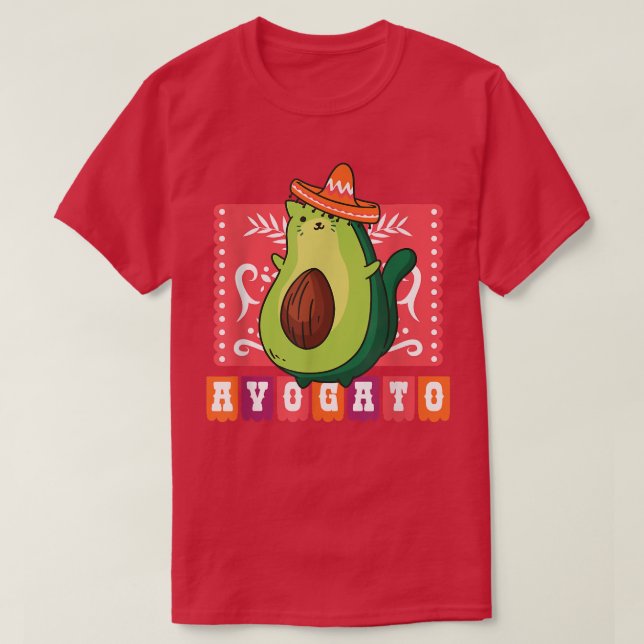T-shirt Avogato Drôle Avocado Cat (Design devant)