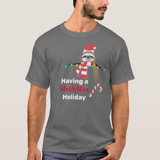 T-shirt Avoir des lumières de Noël de fêtes de SlothMas (Devant)