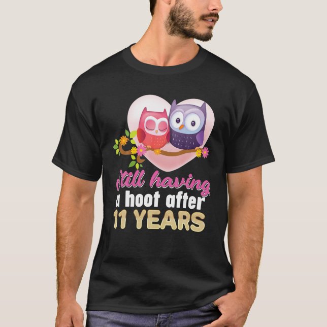 T-shirt Avoir Un Hoot Après 11 Ans 11E Mariage Ann (Devant)
