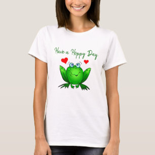 T-shirt Avoir une journée Hoppy Cute Green Frog w Hearts