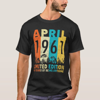 T-shirt Avril 1961 Retro Vintage 60 Ans 60E Anniversaire