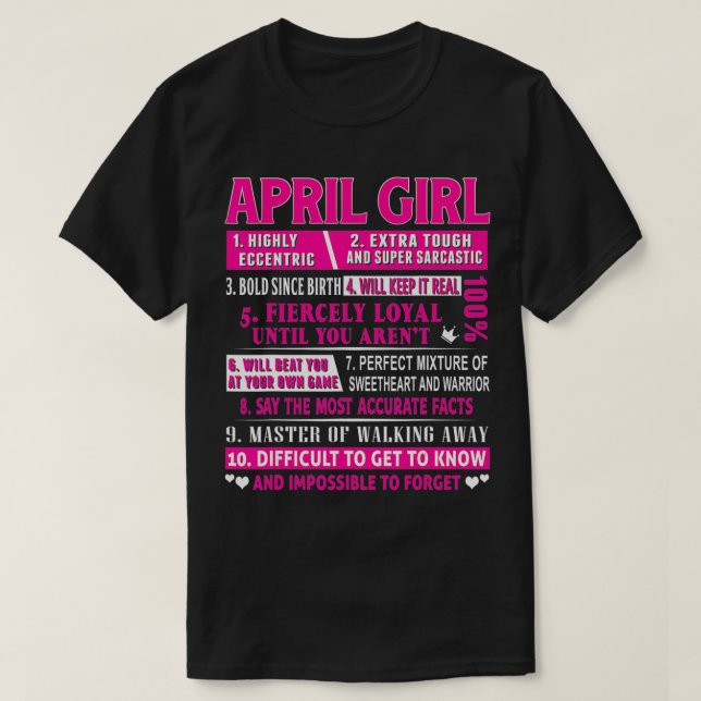 T-shirt Avril Fille Amusante Avril Anniversaire (Design devant)