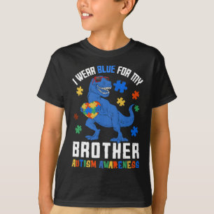 T-shirt Avril Je Porte Bleu Pour Frère Dinosaure Autisme A
