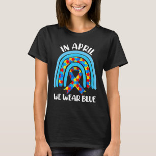 T-shirt Avril Nous Portons Bleu Arc-en-ciel Sensibilisatio