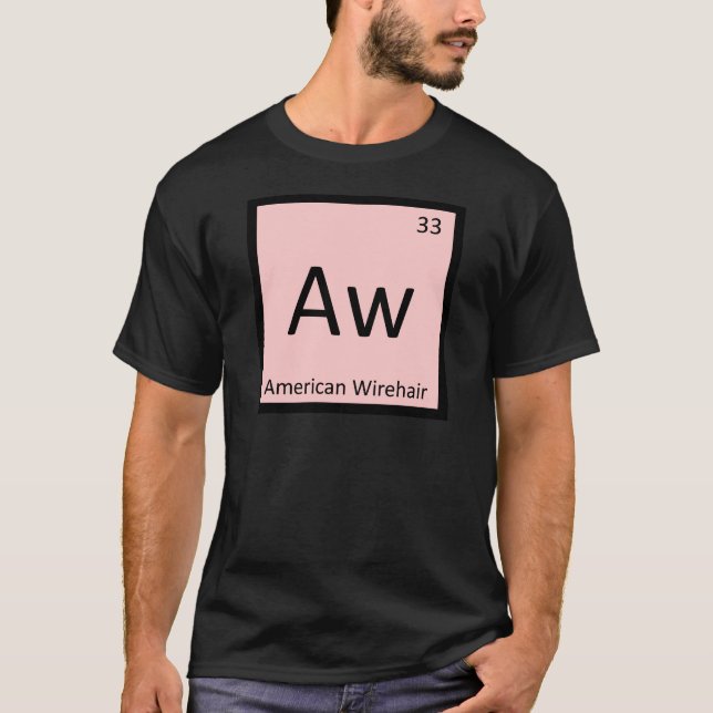 T-shirt Aw - Chat American Wirehair Élément Chimique (Devant)