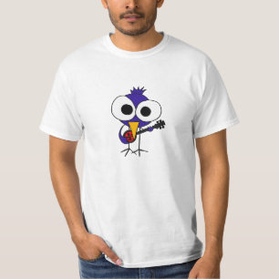 T-shirt AW oiseau bleu jouant la chemise de banjo
