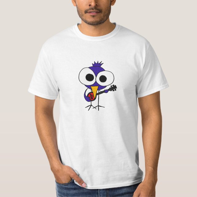 T-shirt AW oiseau bleu jouant la chemise de banjo (Devant)