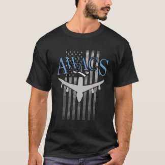 T-shirt Awacs Sur Le Drapeau Faded Us