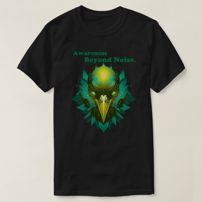 T-shirt Awareness Beyond Noise Abstract Cosmic Raven (Design devant)