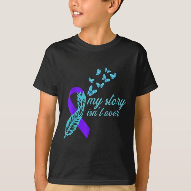 T-shirt Awareness ribbon - butterflys - suicide prevention (Devant)