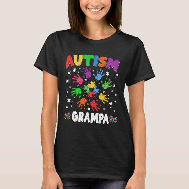 T-shirt Awesome Autism Grampa Raising Awareness Family Mat (Devant)
