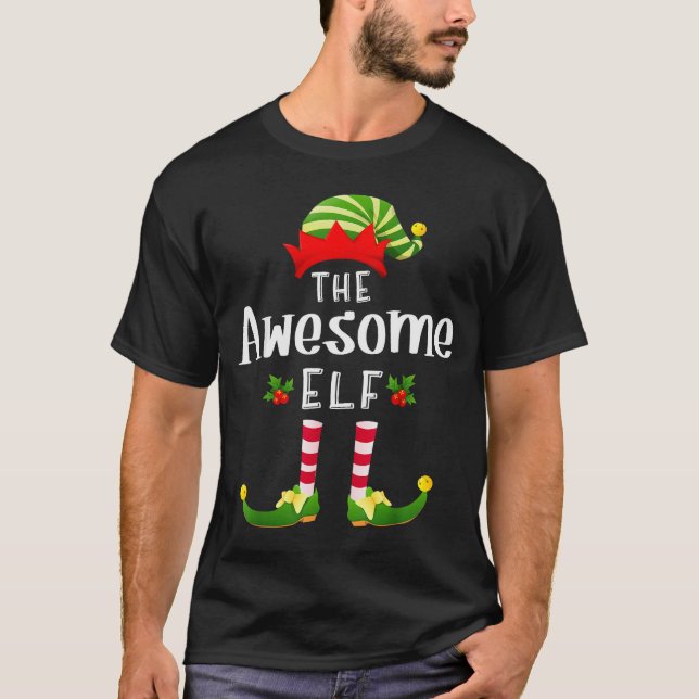 T-shirt Awesome Christmas Elf Matching Pajama X-mas Party  (Devant)