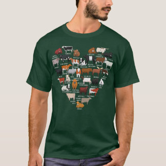 T-shirt Awesome Cow Print Heart Loves Cows Farmer