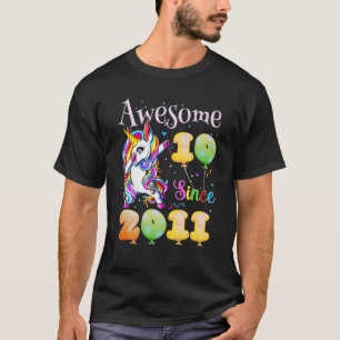 T-shirt Awesome Dabbing Unicorn Anniversaire 10 ans fille