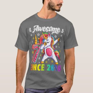 T-shirt Awesome Dabbing Unicorn Anniversaire 7 Année Fille