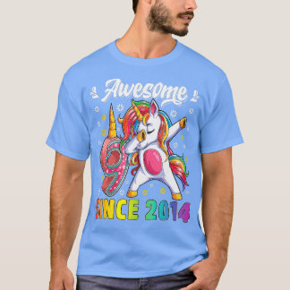 T-shirt Awesome Dabbing Unicorn Anniversaire 9 Année Fille