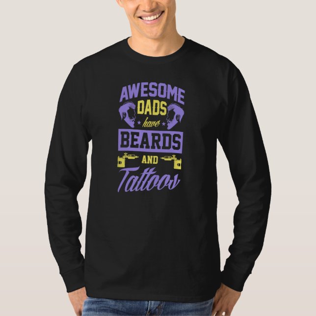 T-shirt Awesome Dads Have Beards And Tattoos - Purple Fath (Devant)