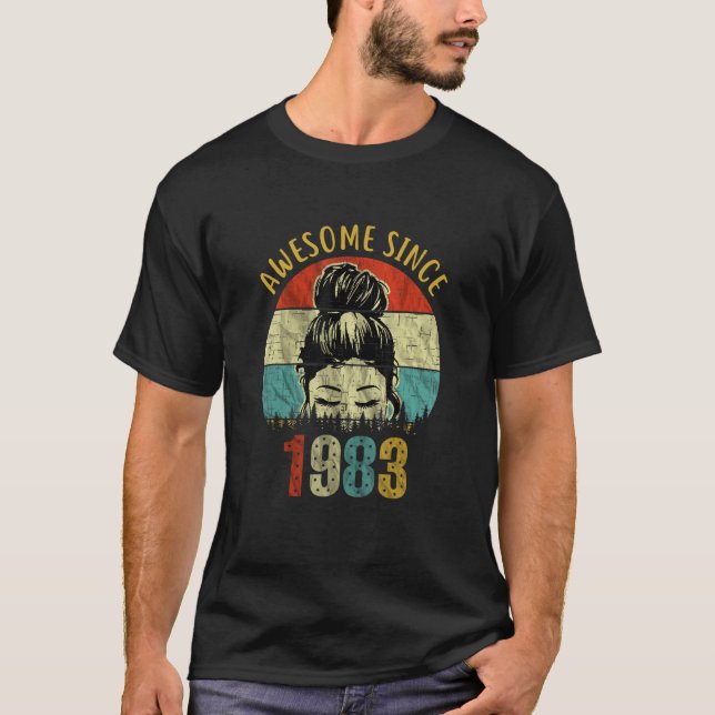T-shirt Awesome depuis 1983 40e anniversaire femmes bun bu (Devant)