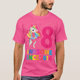 T-shirt Awesome depuis 2014 Unicorn Girls 8e anniversaire