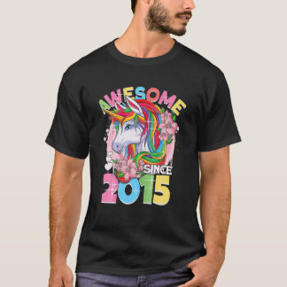 T-shirt Awesome Depuis 2015 7E Anniversaire Fille 7 Ans Un
